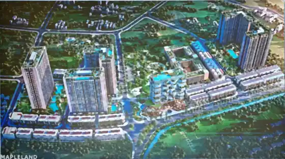 Phối cảnh dự án HPO City Đông Thạnh của Vạn Xuân Group gồm các tòa căn hộ và dãy nhà phố, quy mô khoảng 8,4 ha
