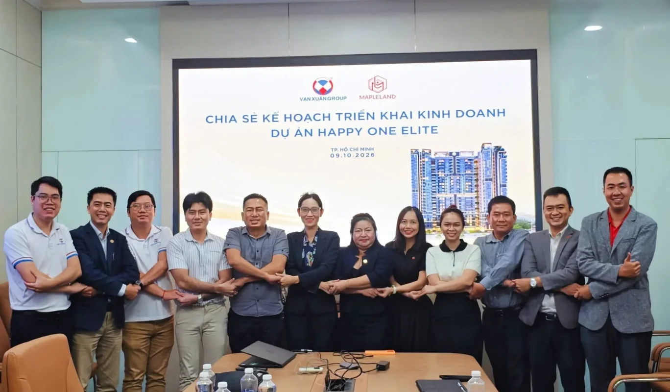 Buổi chia sẻ kế hoạch triển khai kinh doanh dự án Happy One Elite giữa MapleLand và Vạn Xuân Group, ngày 09/10/2026